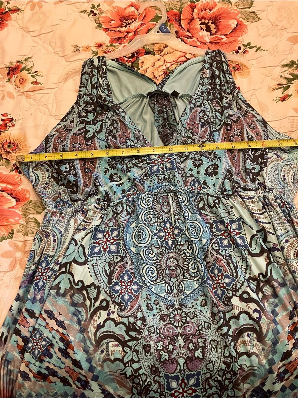 Apt. 9 Teal Paisley Print V-Neck Midi Dress - Picture 11 of 12